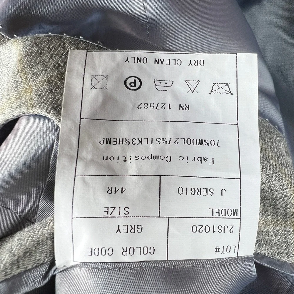 Paul Betenly Blazer Mens 44R Gray Plaid Wool Linen Lanificio Filarte Sport Coat